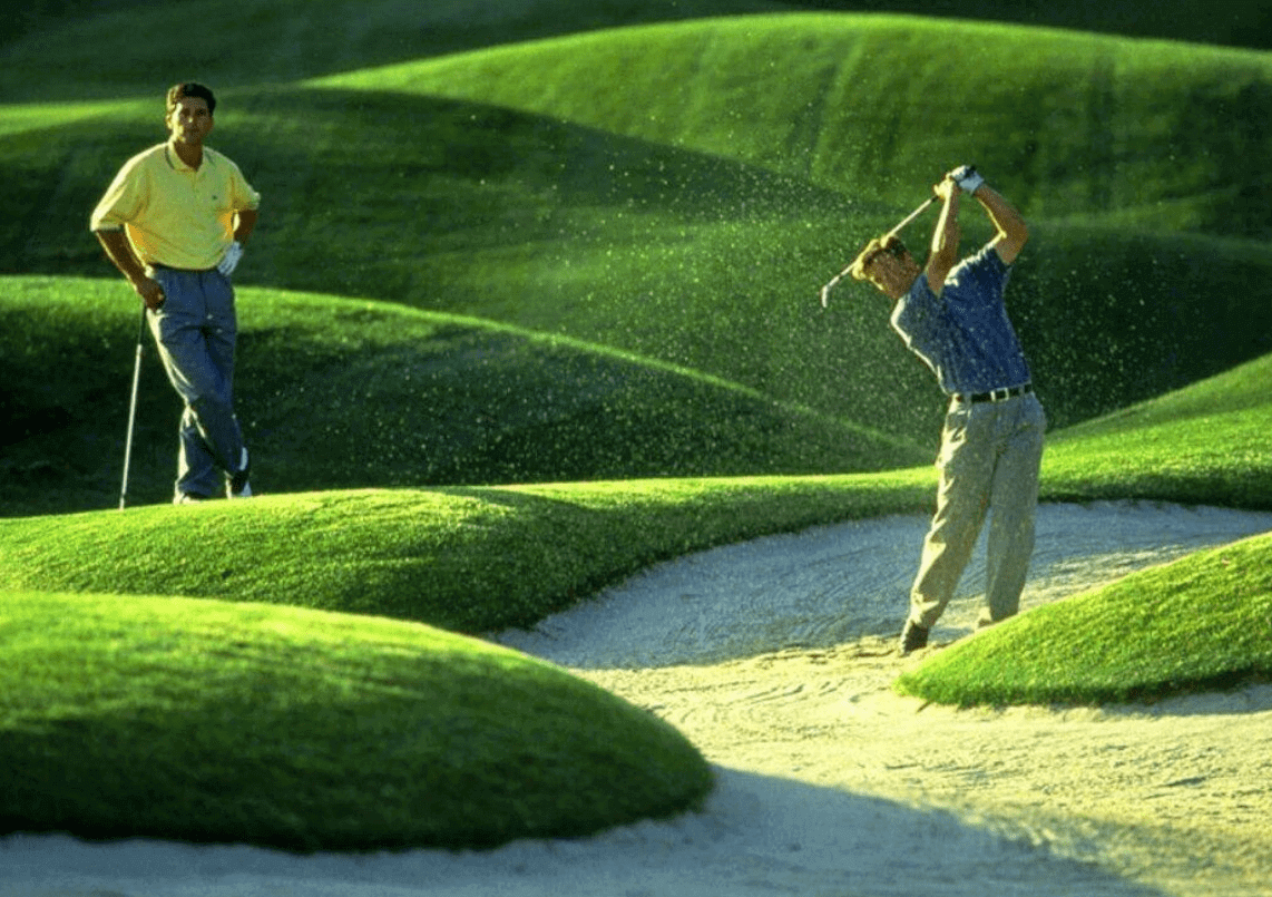 Men playing golf