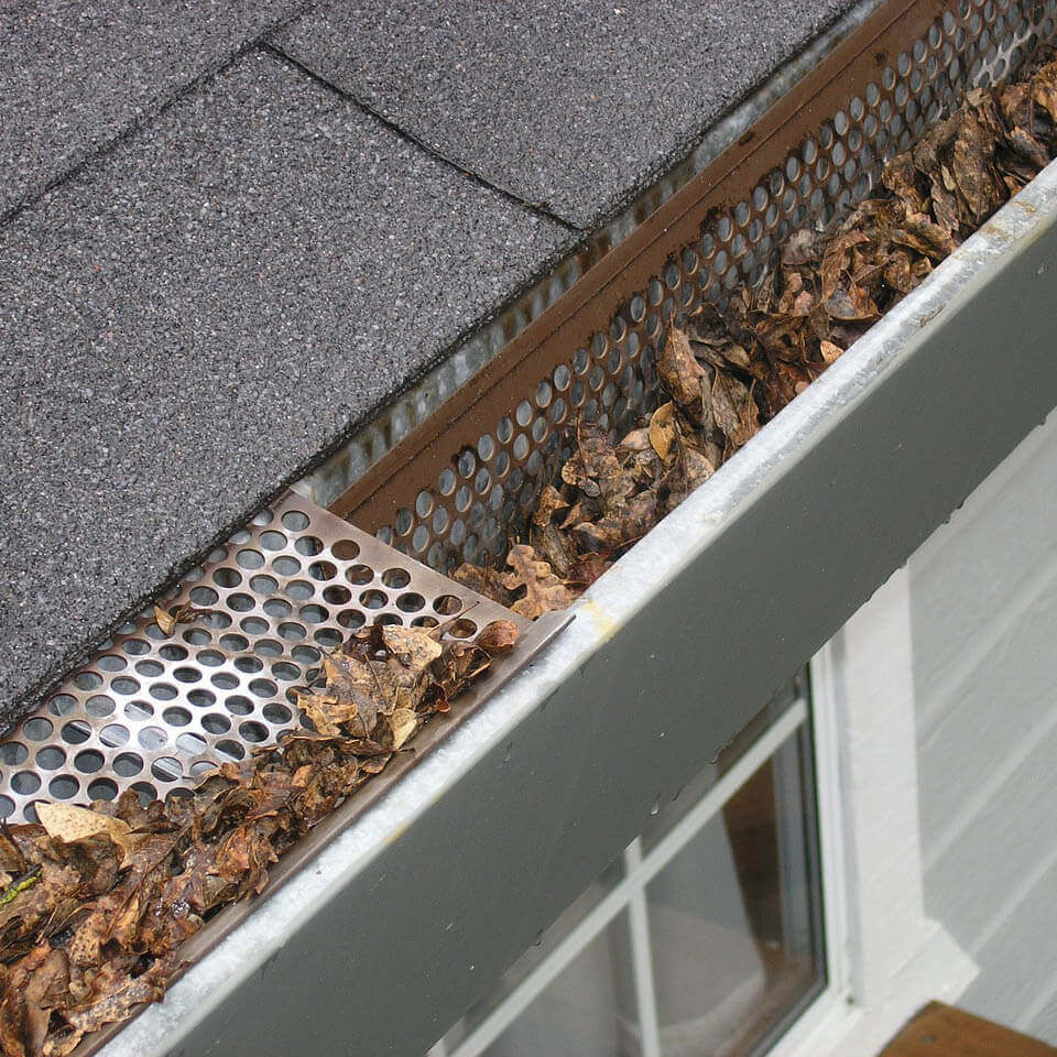 Image of cluttered gutter on a home